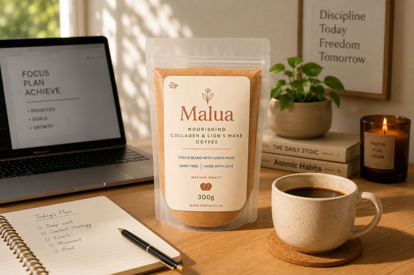Malua Focus Coffee | Lions Mane & Collagen - Medium Roast