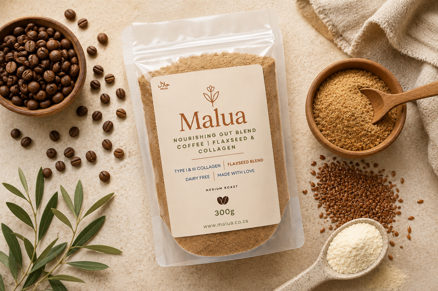 Malua Gut Blend Coffee | Collagen & Flaxseed - Medium Roast